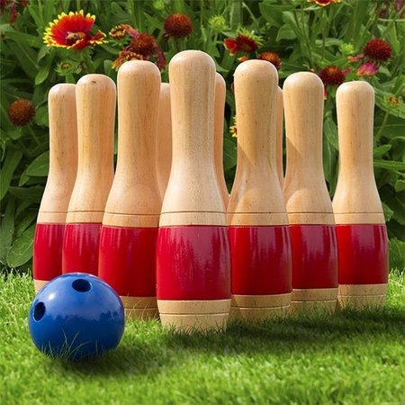 HEY PLAY Hey Play 80-LB11 11 in. Indoor & Outdoor Fun Lawn Bowling Game & Skittle Ball for Toddlers Kids Adults - Black 80-LB11